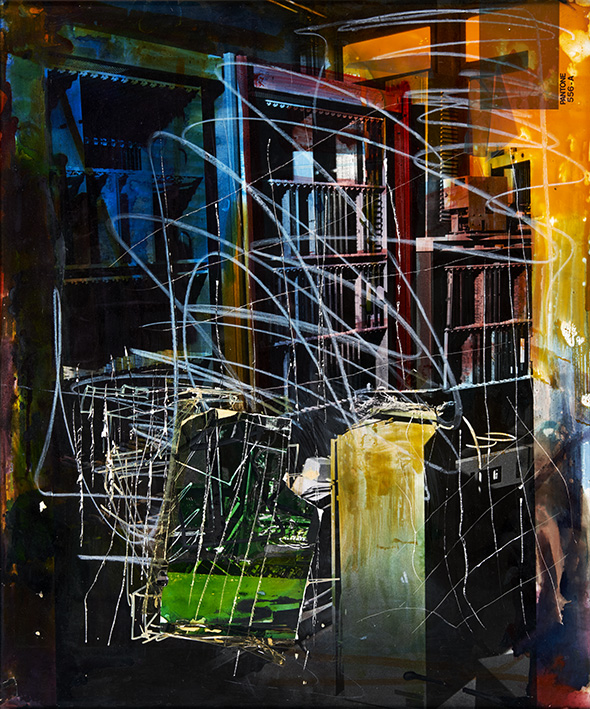 Olaf Metzel, Ohne Titel, 1988, aus der Serie: Der Fälscher ist der Held der elektronischen Kultur