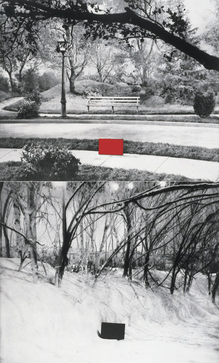 John Baldessari, Two sets (one with bench), 1989–1990