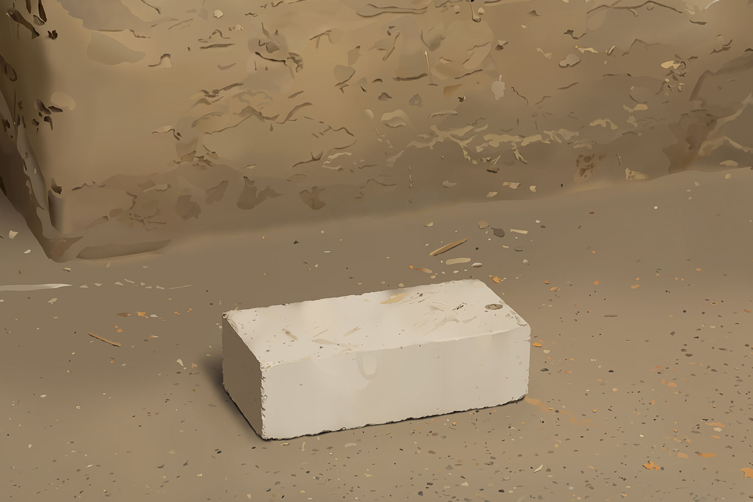 Adrian Sauer, Kalksandstein, Normalformat, Keller, 2021, aus der Serie: Ziegel