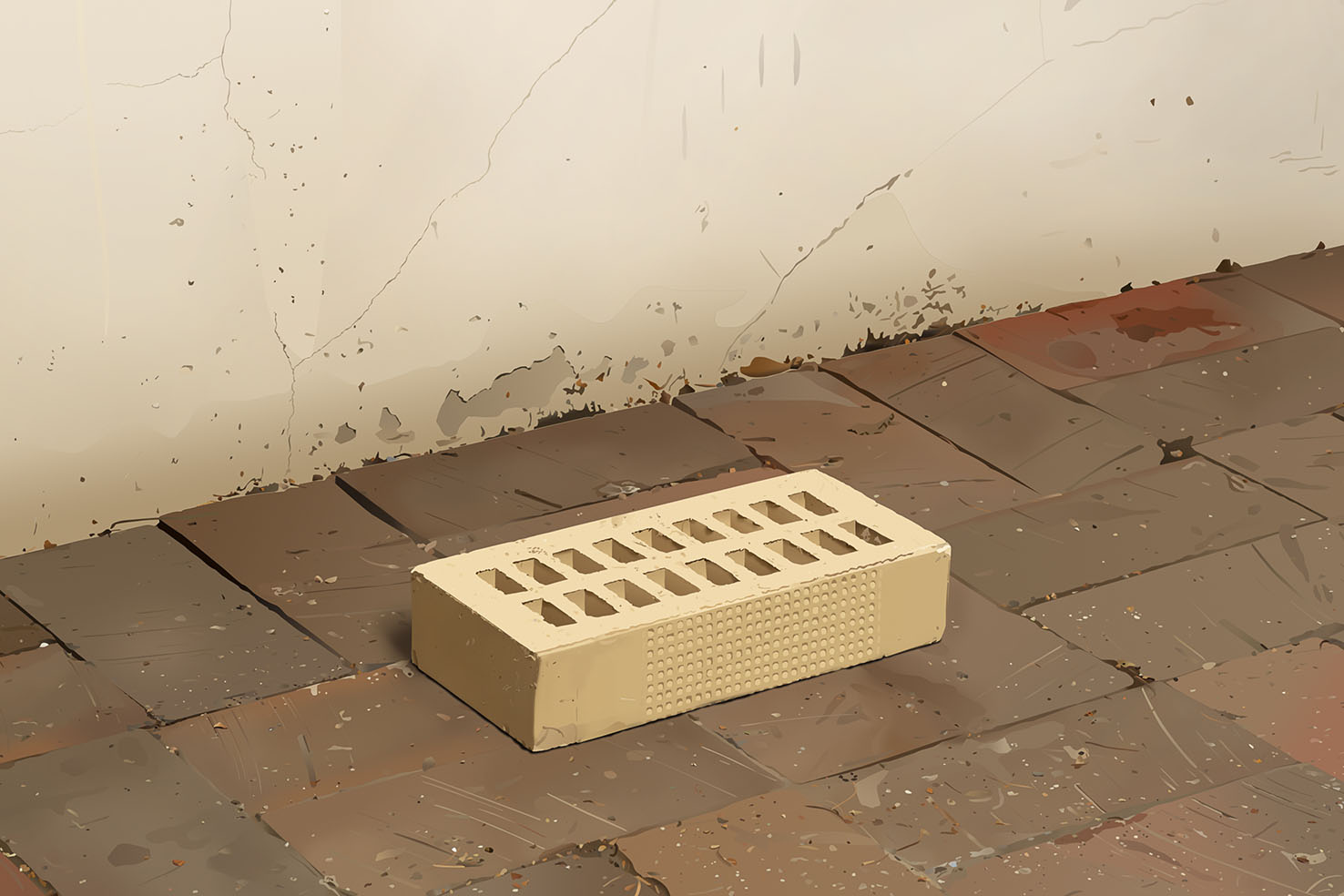 Adrian Sauer, Strangpressziegel, Dünnformat, Hof, 2021, aus der Serie: Ziegel