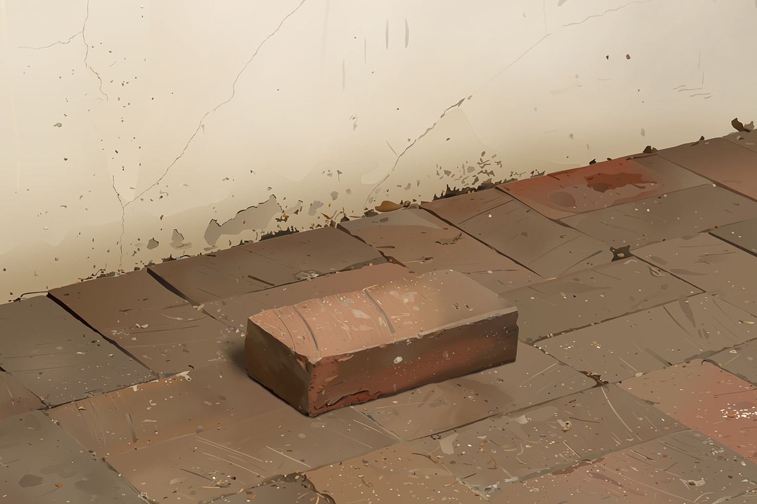 Adrian Sauer, Wasserstrichziegel, Dünnformat, Hof, 2021, aus der Serie: Ziegel