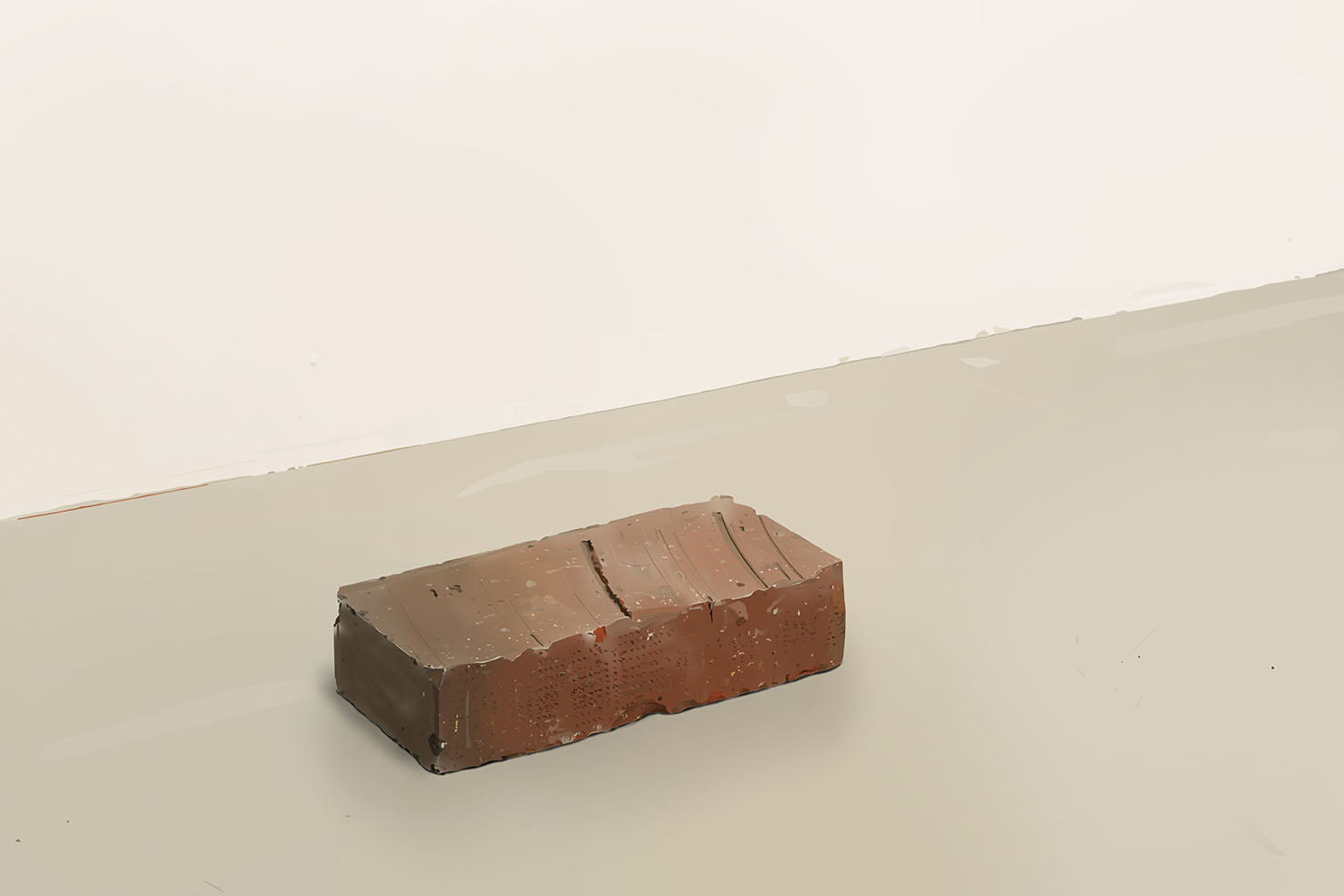 Adrian Sauer, Wasserstrichziegel, Dünnformat, Innenraum, 2021, aus der Serie: Ziegel