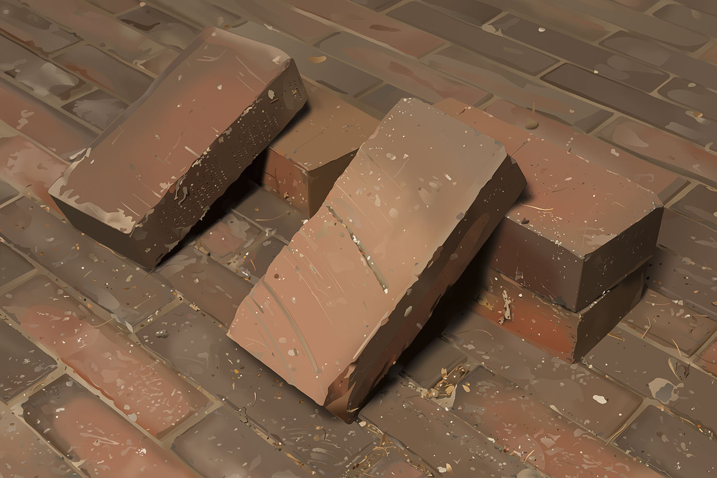 Adrian Sauer, Wasserstrichziegel, Dünnformat, gruppiert, Hof, 2021, aus der Serie: Ziegel